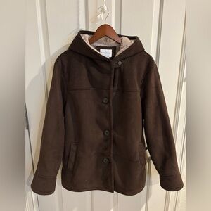 White Stag Brown Hooded Jacket with Sherpa Lining